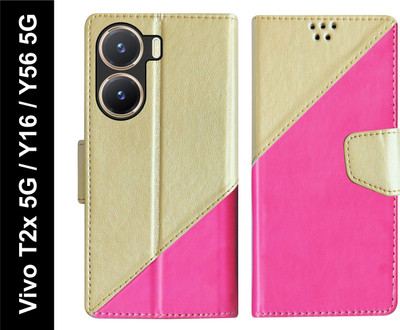 SBMS Flip Cover for Vivo Y56 5G / Vivo T2x 5G / Vivo Y16 Back Cover Case(Pink, Shock Proof, Pack of: 1)