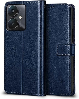 LOGELI Flip Cover for Poco C65 5G Back Cover PU Leather Flip Cover Wallet Case with TPU Silicone Case Back Cover(Blue, Cases with Holder, Pack of: 1)