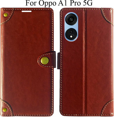 MAXSHAD Flip Cover for Oppo A1 Pro 5G(Brown, Magnetic Case)