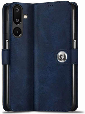SESS XUSIVE Flip Cover for Samsung Galaxy M36 5G Designer Button Flip Cover - Button Blue(Blue, Dual Protection)