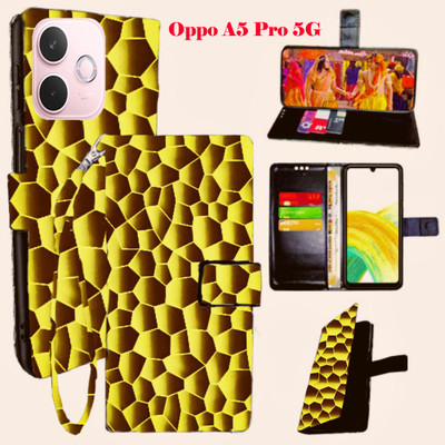 Mxkart Flip Cover for Oppo A5 Pro 5G(Yellow, Pack of: 1)