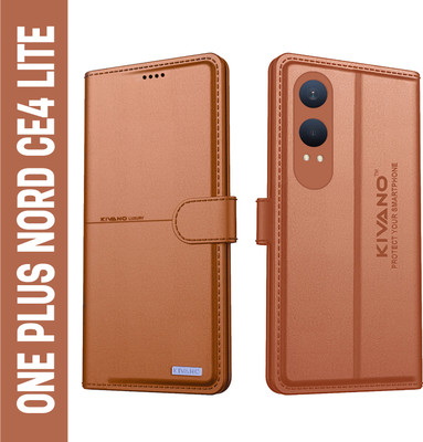 KIVANO Flip Cover for OnePlus Nord CE 4 Lite 5G| Luxurious Design | Handcrafted Unique | Vegan(Brown, Cases with Holder, Pack of: 1)