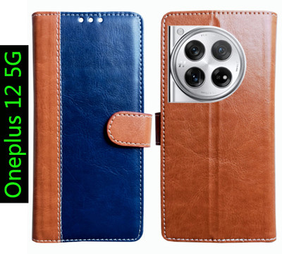 Toklot Flip Cover for OnePlus 12 5G(Brown, Blue, Pack of: 1)