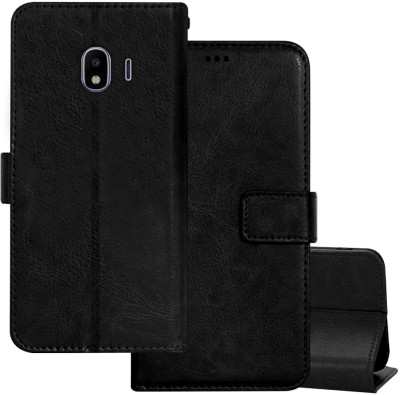 TIKTIK Flip Cover for Samsung J4 flip cover | SM-J400G flip cover | Pockets | Wallet | Magnet | Black(Black, Magnetic Case, Pack of: 1)