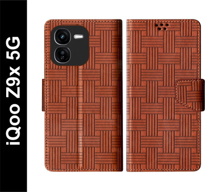 SBMS Flip Cover for iQoo Z9x 5G Back Cover Case with Magnatic Closure | Inbuilt Stand | Card & Money Pocket(Brown, Shock Proof, Pack of: 1)