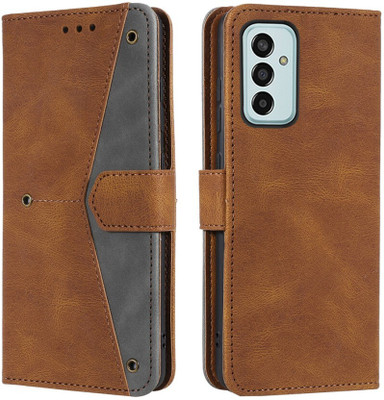 Aarov Flip Cover for Samsung Galaxy A14 5G(Brown, Dual Protection)
