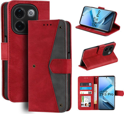Unistuff Flip Cover for iQOO Z9s Pro 5G(Red, Camera Bump Protector, Pack of: 1)