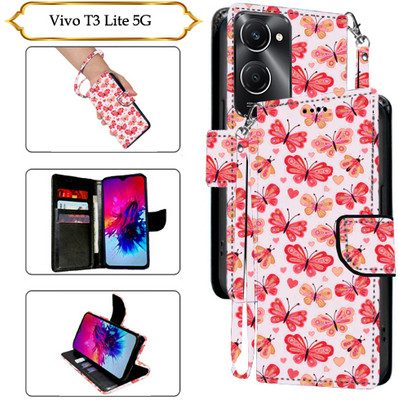 Cutemart Flip Cover for Vivo T3 Lite 5G(Red, Pack of: 1)