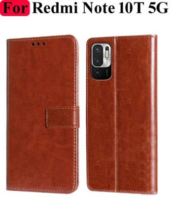 Turncoat Flip Cover for Redmi Note 10T 5G(Brown, Grip Case, Pack of: 1)