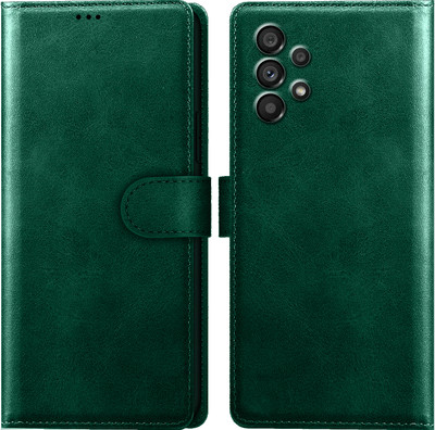 Roxel Flip Cover for Samsung Galaxy A73 5G |Vegan PU Leather |Foldable Stand & Pocket |Magnetic Closure(Green, Dual Protection, Pack of: 1)