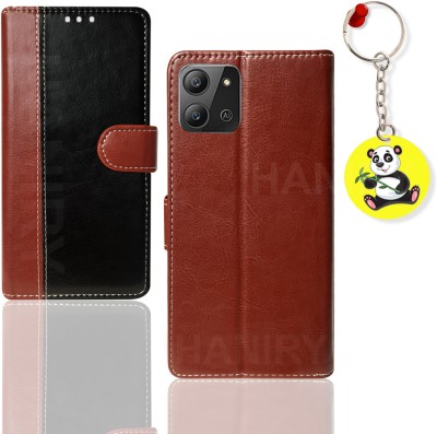 HANIRY Flip Cover for Infinix Hot 11 2022 folding cover | X675 Cover | Free Panda Keychain | Black, Brown(Brown, Magnetic Case, Pack of: 1)