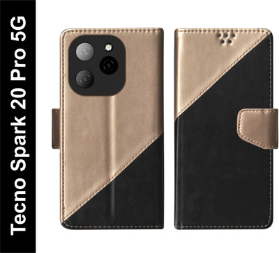 SBMS Flip Cover for Tecno Spark 20 Pro 5G Back Cover Case with Magnatic Closure | Card & Money Pocket(Black, Shock Proof, Pack of: 1)