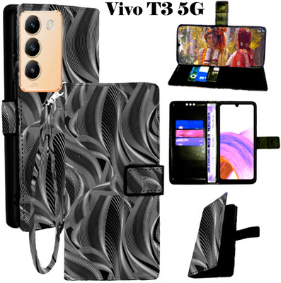 SHANNO Flip Cover for Vivo T3 5G(Black, Pack of: 1)