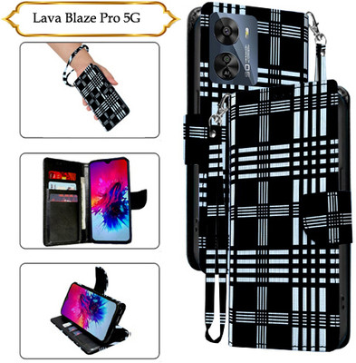 SALGO Flip Cover for Lava Blaze Pro 5G(Black, Pack of: 1)