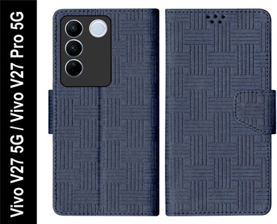 SBMS Flip Cover for Vivo V27 5G / Vivo V27 Pro 5G Back Cover Case with Magnatic Closure(Blue, Shock Proof, Pack of: 1)