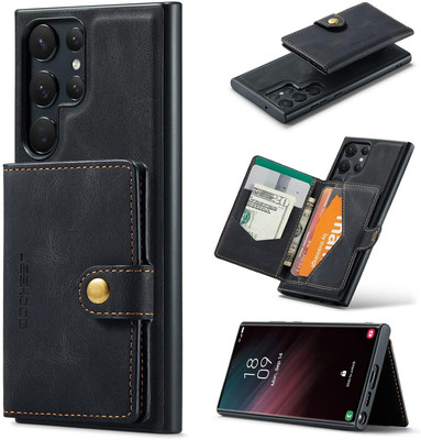 SCALEBEE Back Cover for Samsung Galaxy S24 Ultra Premium Leather Case with Card Holder Cash(Black, Cases with Holder, Pack of: 1)