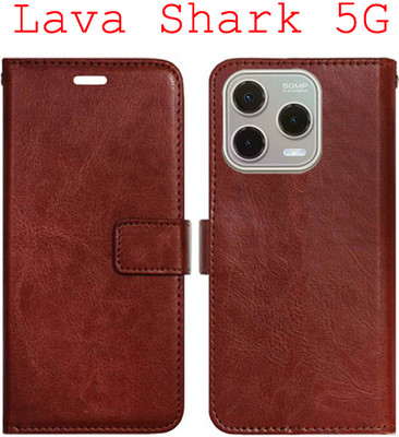 Mxkart Flip Cover for Lava Shark 5G(Brown, Pack of: 1)