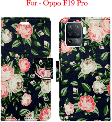 Toklot Flip Cover for Oppo F19 Pro(Black, Pack of: 1)