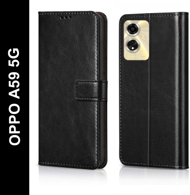 Cockcrow Flip Cover for OPPO A59 5G(Black, Shock Proof, Pack of: 1)