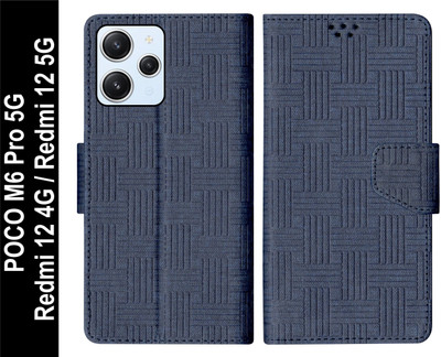 SBMS Flip Cover for Redmi 12 4G / Redmi 12 5G / POCO M6 Pro 5G(Blue, Shock Proof, Pack of: 1)