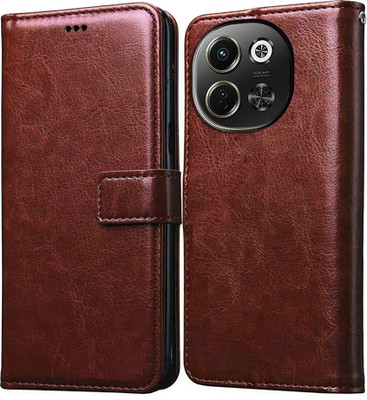 Casotec Flip Cover for Tecno Pova 6 Neo 5G(Brown, Pack of: 1)