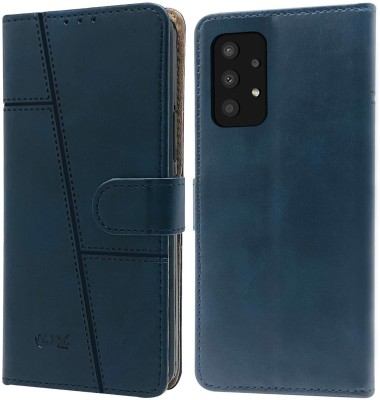 SnapStar Flip Cover for Samsung Galaxy A13 4G(Premium Leather Material | 360-Degree Protection | Built-in Stand)(Blue, Dual Protection, Pack of: 1)