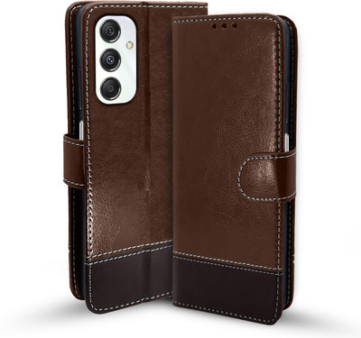 Pikkme Flip Cover for Samsung Galaxy M34 5G(Brown, Cases with Holder, Pack of: 1)