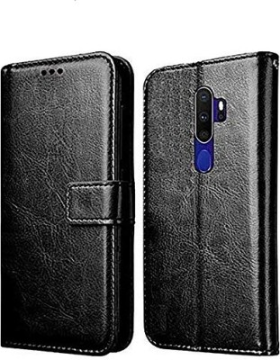 AKSP Flip Cover for Wallet Stand Magnetic Closure Oppo A9 (2020)(Black, Dual Protection, Pack of: 1)