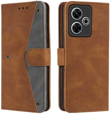 Aarov Flip Cover for Redmi 13 5G, POCO M6 Plus 5G(Brown, Dual Protection, Pack of: 1)
