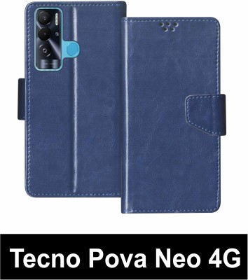 SBMS Flip Cover for Tecno Pova Neo 4G(Blue, Shock Proof, Pack of: 1)