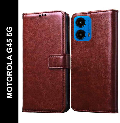 Wristlet Flip Cover for MOTOROLA G45 5G, Moto G45 5G(Brown, Cases with Holder, Pack of: 1)