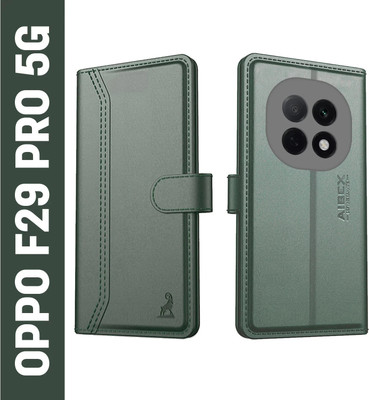 AIBEX Flip Cover for Oppo F29 Pro 5G|Premium Leather Finish | Magnetic Closure | Kickstand Feature | Shockproof(Green, Magnetic Case, Pack of: 1)