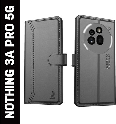 AIBEX Flip Cover for Nothing Phone (3a) Pro 5G|Premium Leather Finish | Magnetic Closure | Kickstand Feature(Black, Magnetic Case, Pack of: 1)