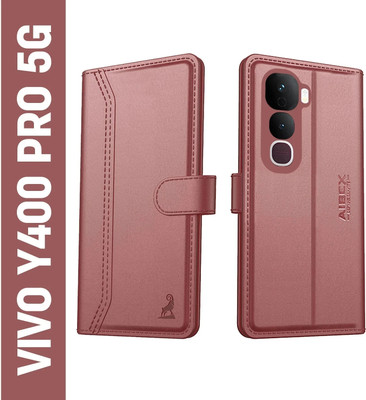 AIBEX Flip Cover for Vivo Y400 Pro 5G|Premium Leather Finish | Magnetic Closure | Kickstand Feature| Shockproof(Brown, Magnetic Case, Pack of: 1)
