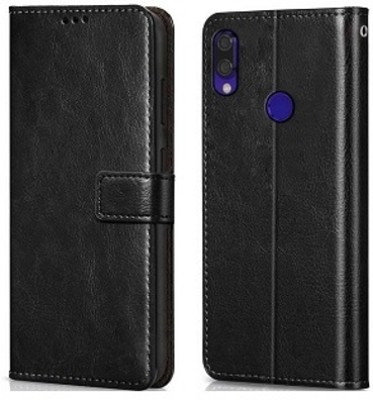 AKSP Flip Cover for Redmi Note 7 Pro Leather Finish and Card Pockets(Black, Magnetic Case, Pack of: 1)
