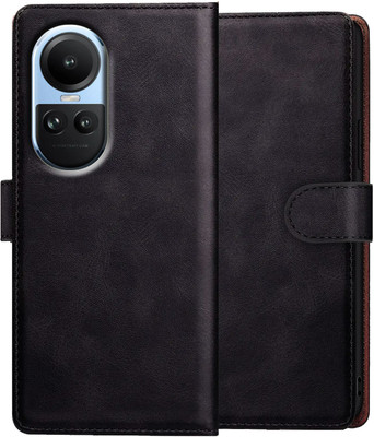 Xester Flip Cover for OPPO RENO 10 PRO 5G |Vegan PU Leather |Foldable Stand & Pocket |Magnetic Closure(Black, Dual Protection, Pack of: 1)