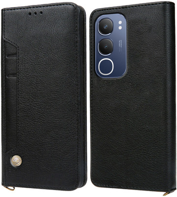 Perkie Flip Cover for vivo Y29 5G(Black, Dual Protection)
