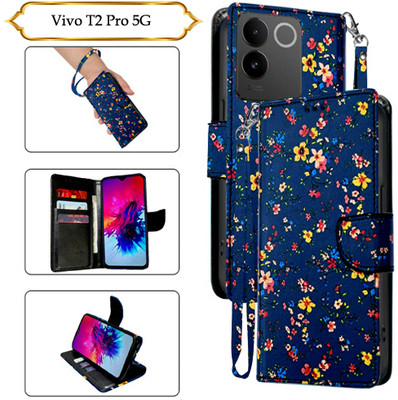 Asmart Flip Cover for Vivo T2 Pro 5G(Blue, Pack of: 1)