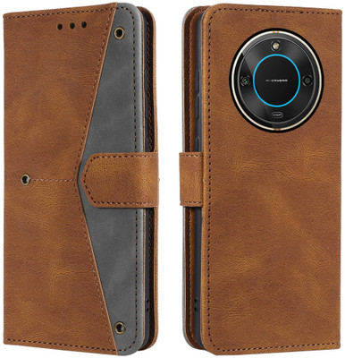 Autofocus Flip Cover for Lava Blaze 2 5G(Brown, Black, Cases with Holder, Pack of: 1)