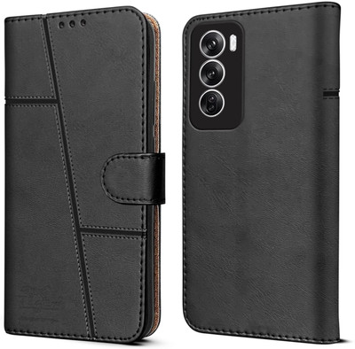 Omix Flip Cover for Oppo Reno 12 Pro 5G ( Stand Cover)(Black, Dual Protection, Pack of: 1)