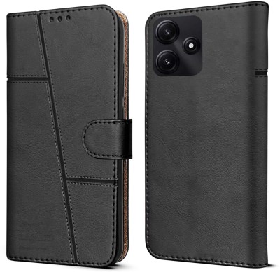 NIMMIKA ENTERPRISES Flip Cover for Poco M6 Pro 5G(Premium Leather Material | 360-degree protection | Card Slots and Pockets)(Black, Dual Protection, Pack of: 1)