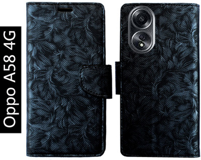 Toklot Flip Cover for Oppo A58 4G(Black, Pack of: 1)