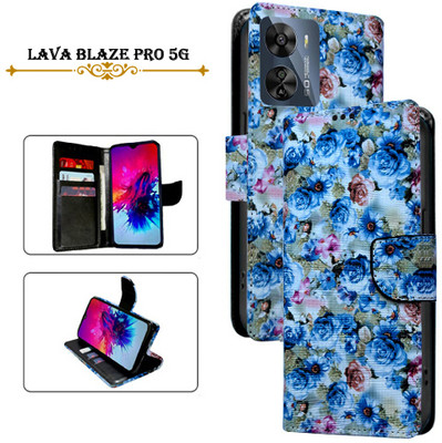 Cutemart Flip Cover for Lava Blaze Pro 5G(Blue, Pack of: 1)