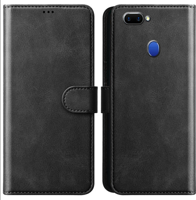 PikTrue Flip Cover for Oppo A5 |Vegan PU Leather |Foldable Stand & Pocket |Magnetic Closure(Black, Pack of: 1)