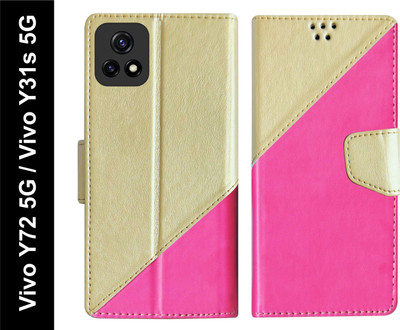 SBMS Flip Cover for Vivo Y72 5G / Vivo Y31s 5G Back Cover Case with Magnatic Closure(Pink, Shock Proof, Pack of: 1)