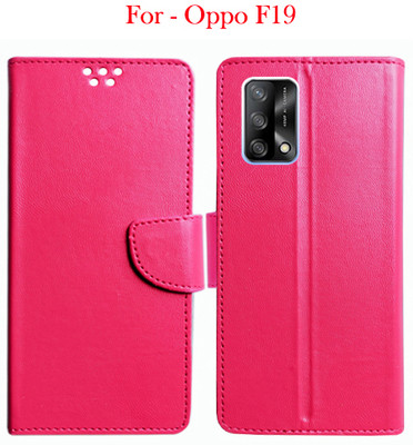 Toklot Flip Cover for Oppo F19(Pink, Pack of: 1)