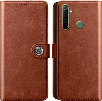 PikTrue Flip Cover for Realme Narzo 10(Brown, Dual Protection, Pack of: 1)