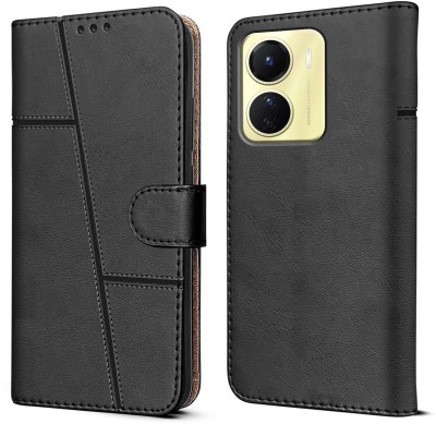 spaziogold Flip Cover for Vivo T2X 5G(Premium Leather Material | 360-Degree Protection | Card Slots and Wallet)(Black, Dual Protection, Pack of: 1)