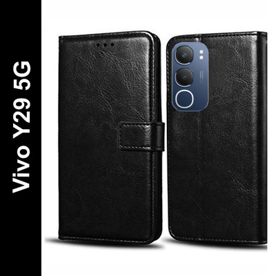 Wynhard Flip Cover for Vivo Y29 5G(Black, Grip Case, Pack of: 1)