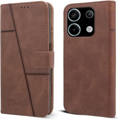 spaziogold Flip Cover for Redmi Note 13 Pro 5G(Premium Leather |360-Degree Protection |Card Slots & Wallet)(Brown, Dual Protection, Pack of: 1)